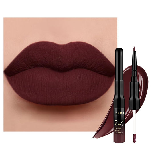 evpct 1Pcs Dark Deep Red Matte Lip Liner and Liquid Lipstick Stain Makeup Set for women, Red Long Lasting Smudge Proof Lipstick labiales matte mate larga duracion listip 24 hours originales,17#-Velvo Beauty