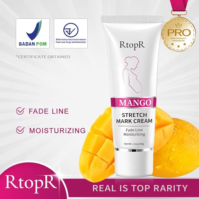 RtopR Mango Stretch Mark Cream for Pregnancy, Stretch Mark Repair Cream, Fade Line, Moisturizing and Non-Greasy, Safe to Use When Pregnant-Velvo Beauty