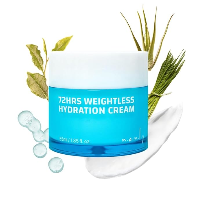72 Hours Weightless Hydration Cream, Moisturizing Daily Face Cream, Vegan and Cruelty Free, Soothing and Brightening, All Skin Types, Korean Skin Care (1.85 fl.oz.)-Velvo Beauty
