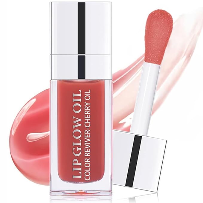Plumping Lip Oil, Moisturizing Lip Glow Oil, Long Lasting Nourishing Lip Gloss Lip Balm, Non-sticky Transparent Toot Lip Oil Tinted for Lip Care and Dry Lip - Rosewood-Velvo Beauty