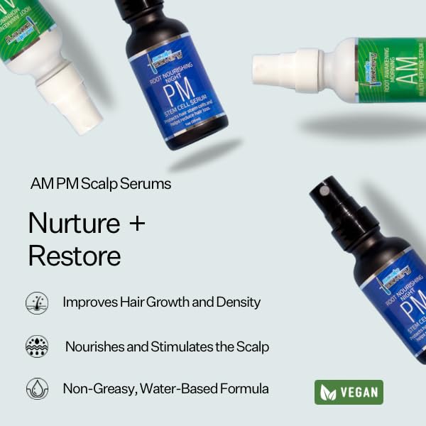 Stem Cell Serum for Men & Women - Helps Reduce Hair Loss - Strengthens & Thickens - Plant-Based - Combats Thinning Hair - Healthy Longer Hair - Root Nourishing Night (PM) - 28ml-Velvo Beauty