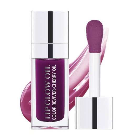 Hydrating Lip Glow Oil, Moisturizing Lip Glow Oil, Nourishing Glossy Transparent Lip Oil, Plumping Lip Oil, Lip Balm, Non-sticky Tinted Toot Lip Balm for Lip Care (PURPLE) 0.2 OZ-Velvo Beauty