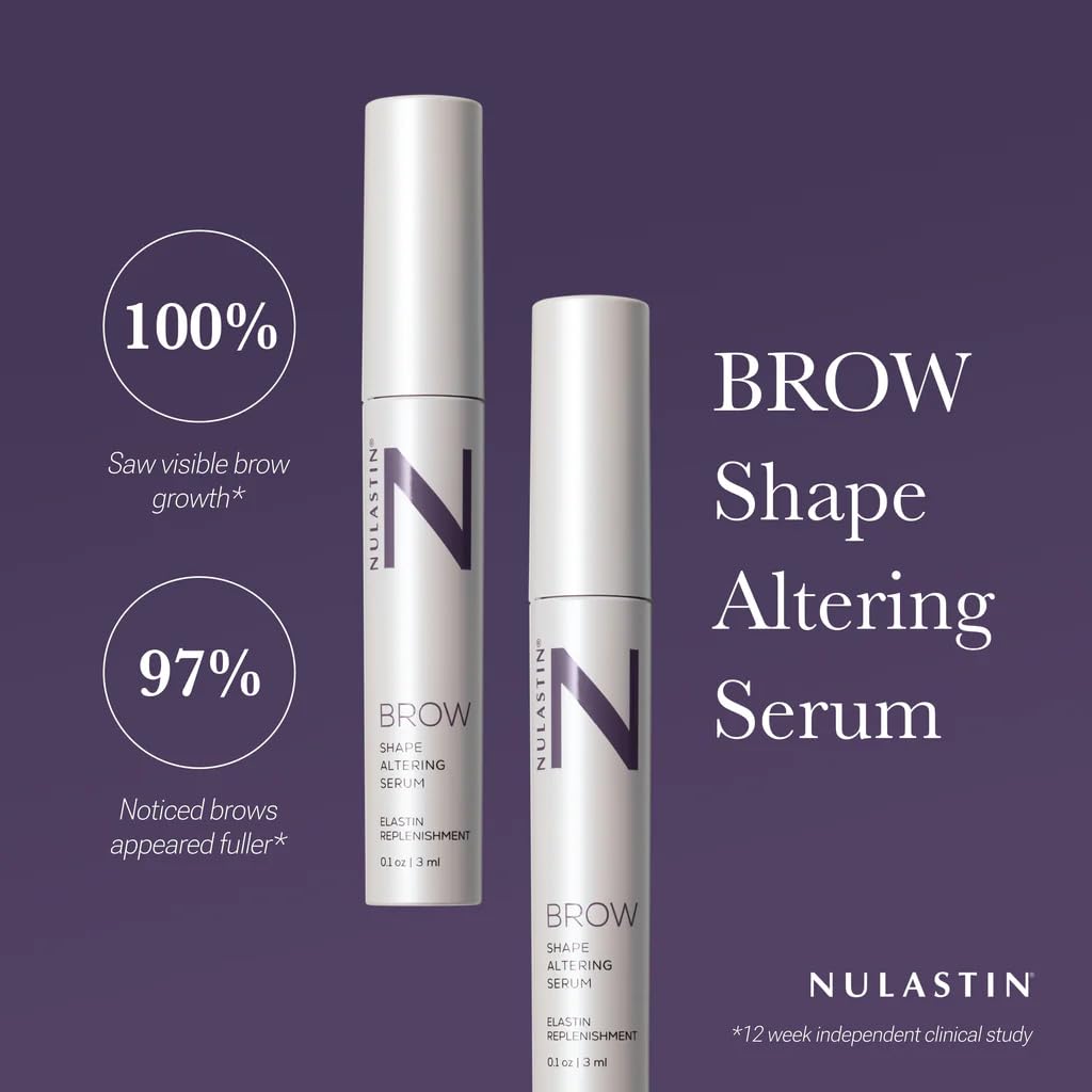 NULASTIN Eyebrow Serum for Thicker Looking Brows - BROW Shape Altering Serum - Reduce Shed & Encourage Fuller, More Youthful-Looking Brows - With Keratin & Peptides (2 Count, 0.1 fl oz each)-Velvo Beauty