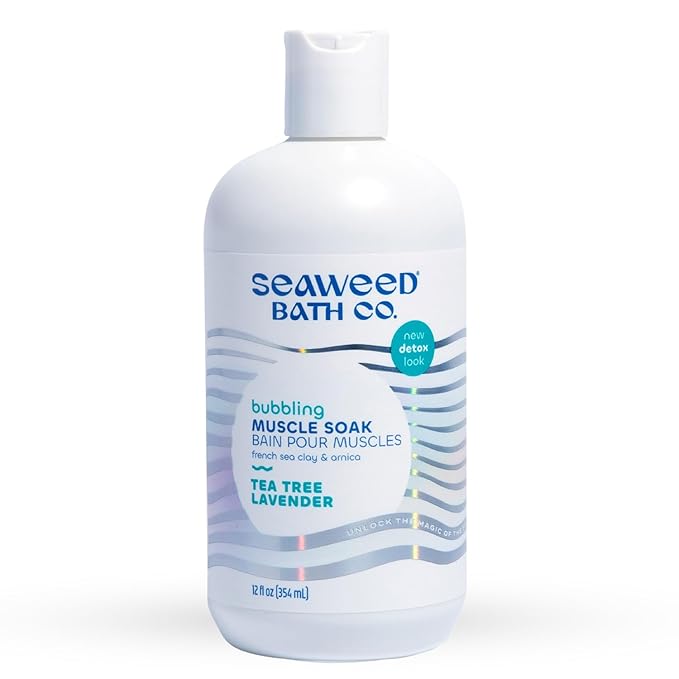Seaweed Bath Co. Bubbling Muscle Soak, Tea Tree Lavender Scent, 12 Ounce, Sustainably Harvested Seaweed, French Sea Clay, Arnica-Velvo Beauty