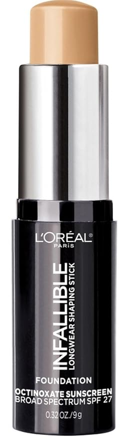 L'Oreal Paris Makeup Infallible Longwear Shaping Stick Foundation, 406 Warm Beige, 1 Tube, 0.32 Ounce-Velvo Beauty