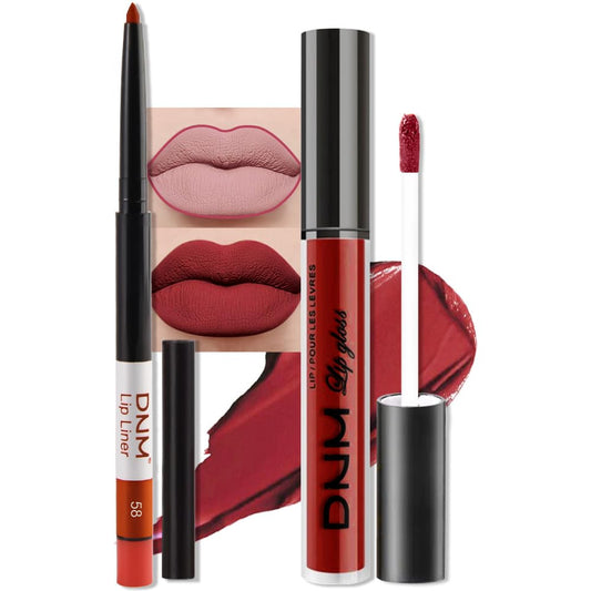 evpct 2Pcs Ruby Red Matte Lip Liner and Lipstick Combo Set for Women, Ruby Red Lip Combo Set Liquid Lips Stick Gloss and Lipliner Stains Set Long Lasting Waterproof, Lips Makeup 24 Hours originales-Velvo Beauty