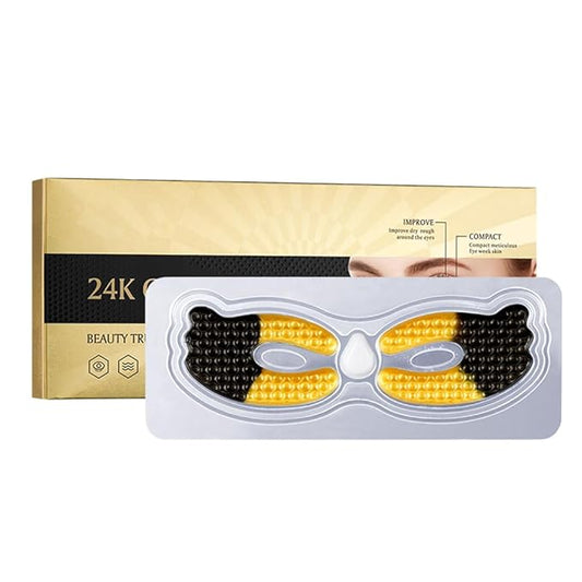24K Gold Under Eye Patches (5 Pairs) - Black Truffle Under Eye Mask with Newly Upgraded 3D Wrap-around Design, Specifically for Canthus Wrinkles and Dryness Around the Eyes (Gold)-Velvo Beauty