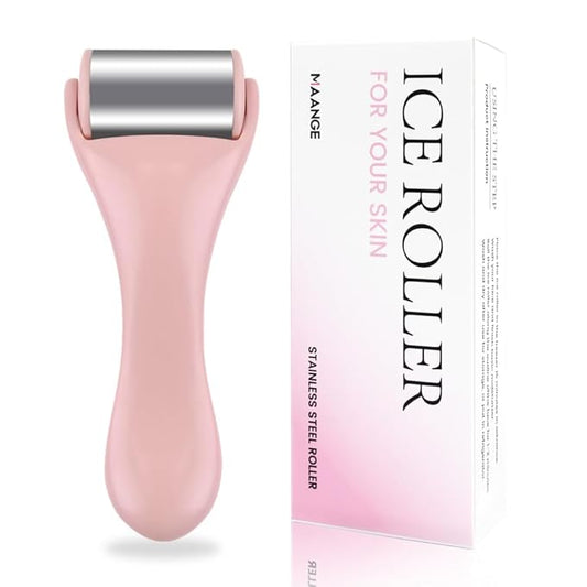 MAANGE Ice Roller for Face 1 Piece Stainless Steel Facial Roller Ice Face Roller for Puffiness,Migraine,Pain Relief and Skin Care (Pink)-Velvo Beauty