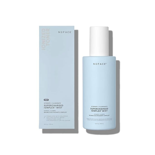 NuFACE Supercharged IonPlex Facial Mist - 3-in-1 Ultra-Fine Hydrating Face Mist & Pore Minimizer with Hyaluronic Acid + IonPlex Technology to Lock in Moisture and Enhance Microcurrent Treatment (5 oz)-Velvo Beauty