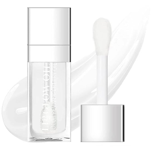 Lip Oil Hydrating Tinted Lip Balm, Plump Lip Gloss Lip Care Transparent Toot Lip Oil Tinted (004# Transparent)-Velvo Beauty