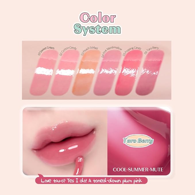 ETUDE Over Glowy Lip Gloss #6 Taro Berry | Non-Sticky Vegan Lip Tint | Moisturized & Long-lasting Lip Gloss | Daily Stain for Dry Lips, Korean Makeup, K-beauty, Perfect for Gift-Velvo Beauty