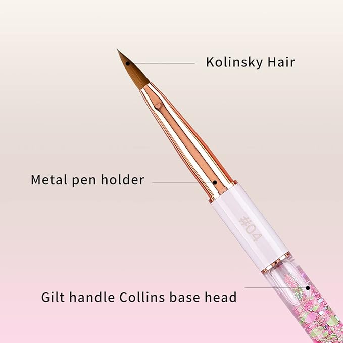 Acrylic Nail Brush Size 4,KEMEISI 100% Pure Kolinsky Nail Art Brushes Sturdy Handle Oval Shaped Acrylic Powder Nail Design Tools for Professional Manicure DIY Home Salon (White)-Velvo Beauty