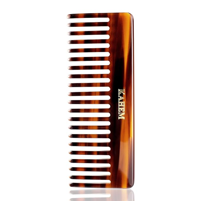 KAHEM Large Wide Tooth Detangler Comb for Women, Men, and Kids - Handmade for Curly, Long, and Short Hair - Professional Wet and Dry Hair Cutting Comb - 6.29 Inch-Velvo Beauty