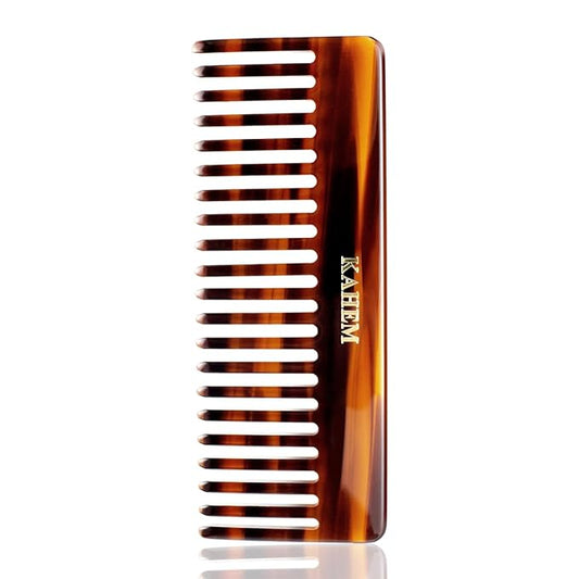KAHEM Large Wide Tooth Detangler Comb for Women, Men, and Kids - Handmade for Curly, Long, and Short Hair - Professional Wet and Dry Hair Cutting Comb - 6.29 Inch-Velvo Beauty