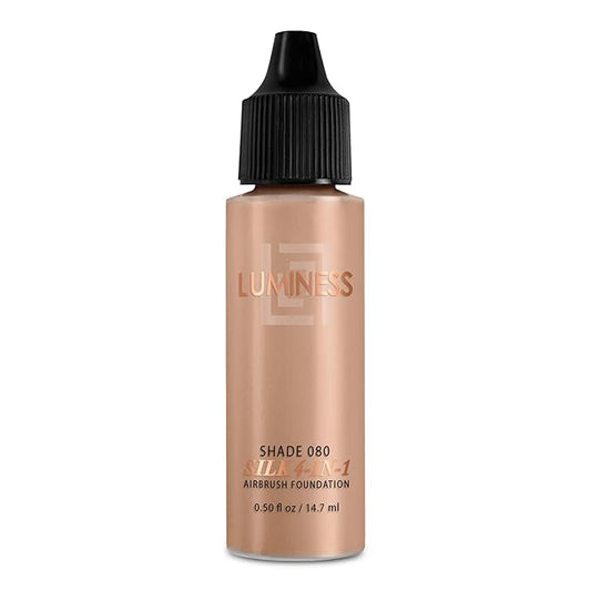 Luminess Air Silk 4-In-1 Airbrush Foundation- Foundation, Shade 080 (.5 Fl Oz) - Sheer to Medium Coverage - Anti-Aging Formula Hydrates and Moisturizes - Professional Makeup Kit for Cordless Air Brush-Velvo Beauty