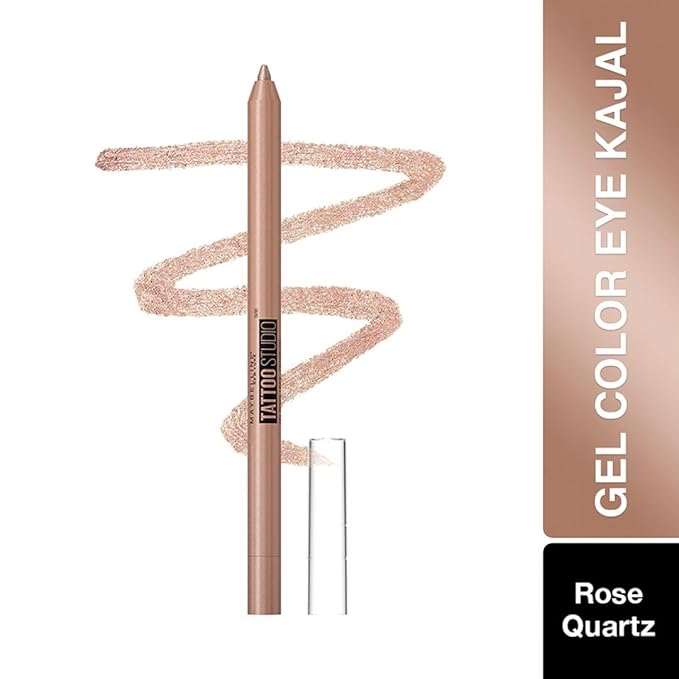 MAYBELLINE New York Tattoo Studio Long-Lasting Sharpenable Eyeliner Pencil, Glide on Smooth Gel Pigments with 36 Hour Wear, Waterproof Rose Quartz 0.04 oz-Velvo Beauty