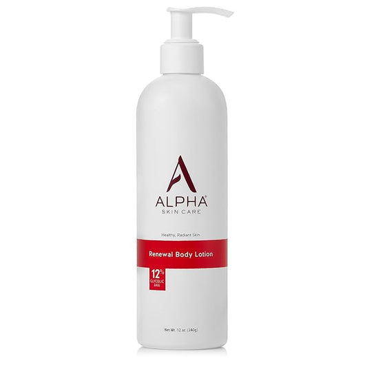 Alpha Skin Care Revitalizing Body Lotion, 12% Glycolic AHA, Simple & Effective Daily Moisturizer with Alpha Hydroxy Acid, Hydrates & Exfoliates for Soft, Smooth Skin, Anti-Aging, 12 Oz-Velvo Beauty