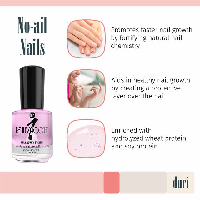duri Rejuvacote 1 Nail Growth System - Original Maximum Strength Formula - Nail Strengthener and Nail Growth, 4 fl. oz. Refill Bottle Clear-Velvo Beauty
