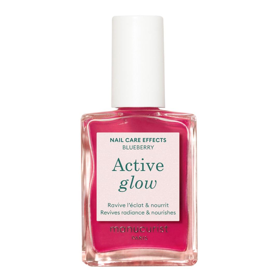 Manucurist Active Glow Blueberry All-in-One Perfecter Nail Polish & Care - No Lamp - Vegan & Made in France Ultra-Glowy Rose Mirror-Like Shine - Nail Concealer & Care - Plant-Based Ingredients-Velvo Beauty