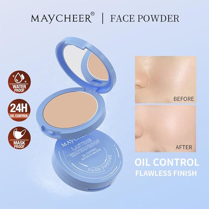 Oil Control Face Pressed Powder, Matte and Smooth Translucent Powder Setting Powder Makeup, Waterproof Long Lasting Finishing Face Powder, Cruelty-free(#02 NATURAL BEIGE)-Velvo Beauty