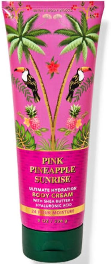 Bath & Body Works - 3 Piece Bundle - Spray - Body Cream - Shower Gel - Full Size and Gift Bag HELLO GORGEOUS (Pink Pineapple Sunrise)-Velvo Beauty