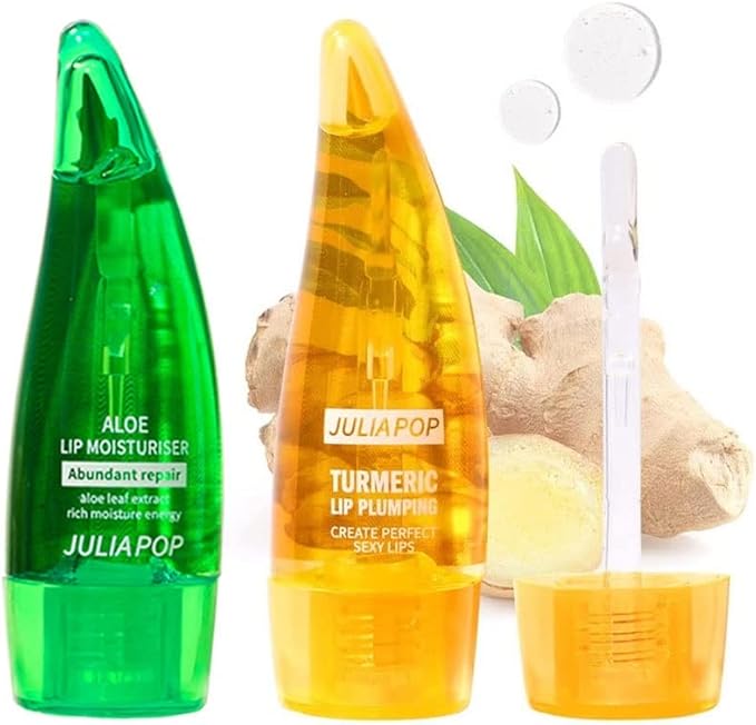 Lip Plumper Set, Natural Lip Plumper Moisturizing Aloe Vera Lip Gloss, Lip Plumper Gloss and Lip Care Serum, Beautiful Fuller, Hydrating & Reduce Fine Lines, Day and Night Ues Set-Velvo Beauty