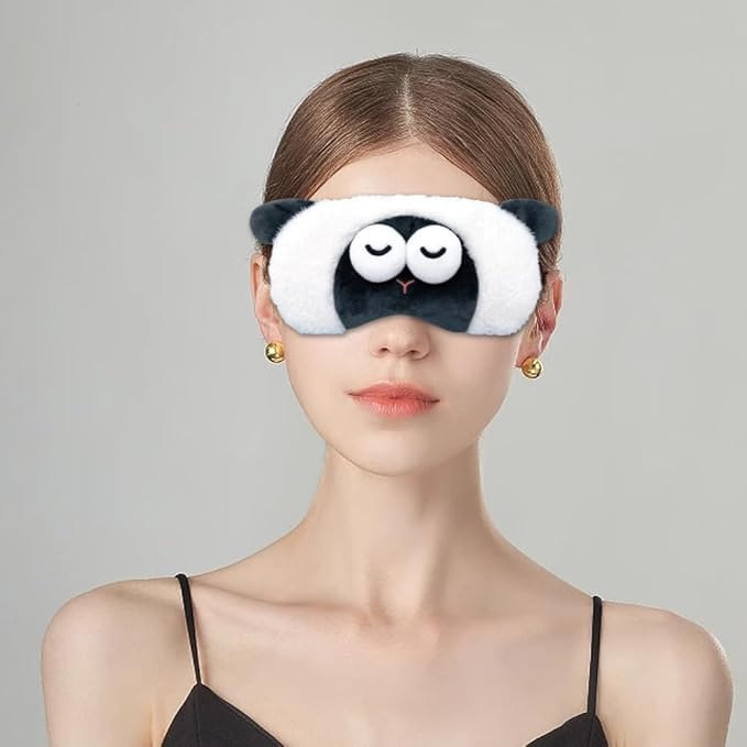 PERFECTSIGHT Sleep Eye Masks, Cute Plush Sleep Eye Cover Lightweight Adjustable Eyeshade Faux Fur Mask Cover for Women Men Sleep Travel Nap (Sheep)-Velvo Beauty