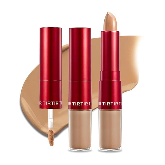 TIRTIR Glide&Hide Blurring Concealer - Creamy texture, Conceals dark circles and wrinkles, Dual formula (liquid tip & balm stick), Long-lasting wear, Korean Makeup, #7.3N, 0.28 Oz-Velvo Beauty