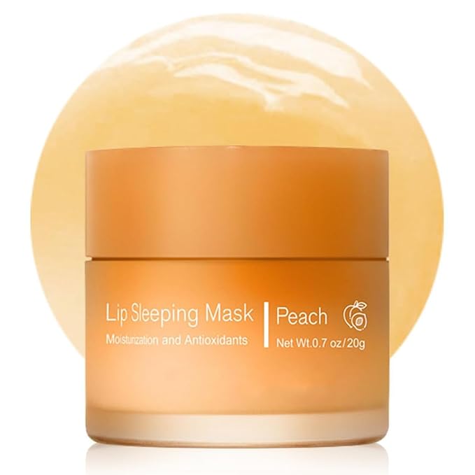 Hydrating Lip Sleeping Mask, Long Lasting Hydrating Night Lip Balms for Intensive Moisturizing and Care, Prevention Dry and Crack (PEACH) 0.7 OZ-Velvo Beauty