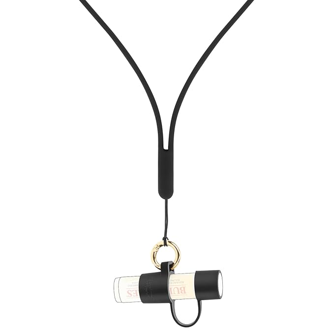 Desing Wish Silicone Lip Balm Holder with Cap Cover Portable Chapstick Holder Keychain Sleeve Lip Balm Key Chain with Key Ring and Neck Strap Lanyard - Black-Velvo Beauty