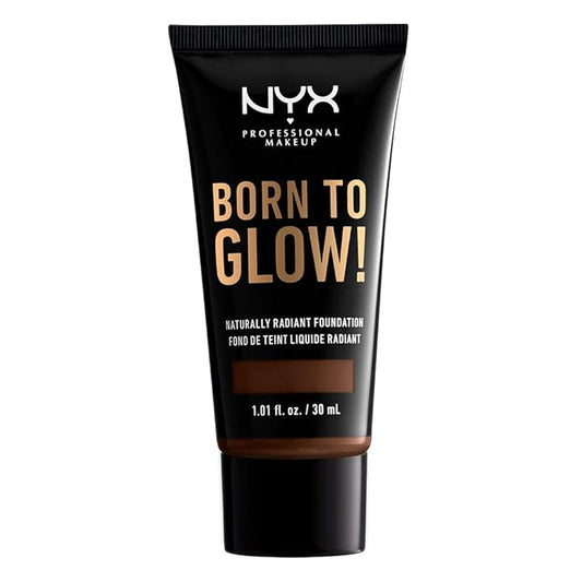 NYX PROFESSIONAL MAKEUP Born To Glow Naturally Radiant Foundation, Medium Coverage - Warm Walnut-Velvo Beauty