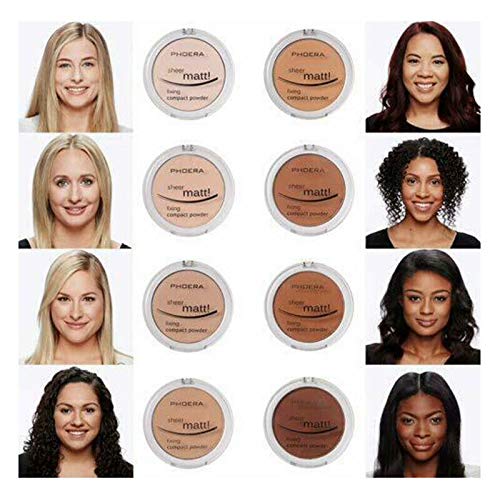 AQUAPURITY PHOERA Sheer Matte Compact Powder Fixing Powder Makeup Base Fixer Setting Powder Foundation Fixing Compact Pressed Powder Long Lasting Make Up Fixer Skin Vitamin E Beauty Blender (203 NUDE)-Velvo Beauty