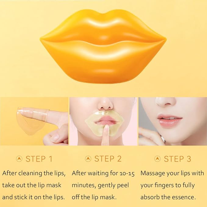 20Pcs Moisturizing Lip Mask, Restores Moisture Lip Care Mask for Dry Lips and Lip Lines Lips Overnight Lip Care, Gel Treatment Lip Masks Plumping Lips Mask (Yellow)-Velvo Beauty