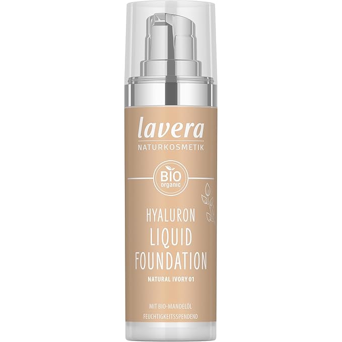 lavera Hyaluron Liquid Foundation - Natural Ivory 01 - Foundation Make Up with Hyaluron & Almond Oil for a Flawless Complexion - Face Make Up - PETA Certified - Vegan - Made in Germany - 1 Fl Oz-Velvo Beauty