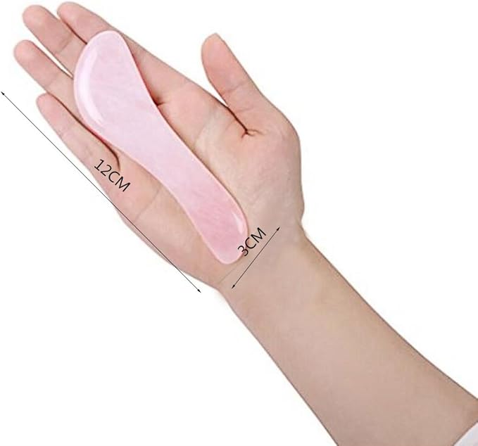 Feng Shui Pink Rose Quartz Gua Sha Board-Therapeutic Relief and Skin Renewal -Premium All Natural Handmade Healing Stone W3462-Velvo Beauty