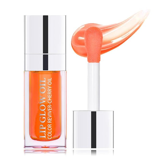 Hydrating Lip Glow Oil Moisturizing Plumping Lip Tint Lip Gloss Transparent Lip Balm Long Lasting Nourishing Repairing Lightening Lip Lines (004# CORAL)-Velvo Beauty