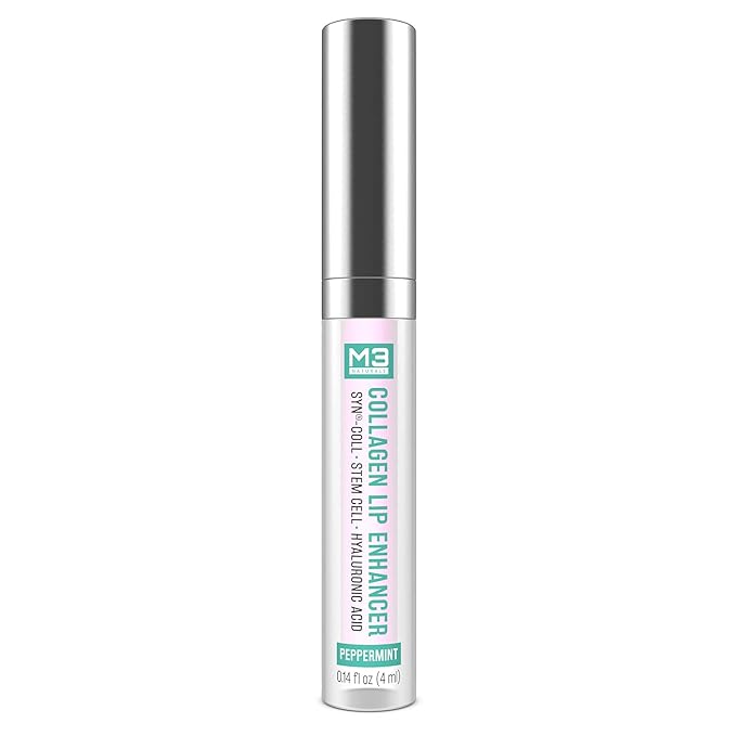 Collagen Lip Plumper Clinically Proven Natural Lip Enhancer for Fuller Softer Lips Increased Elasticity Reduce Fine Lines Hydrating Plump Gloss Lipstick Primer 4 ml (Teal) by M3 Naturals-Velvo Beauty
