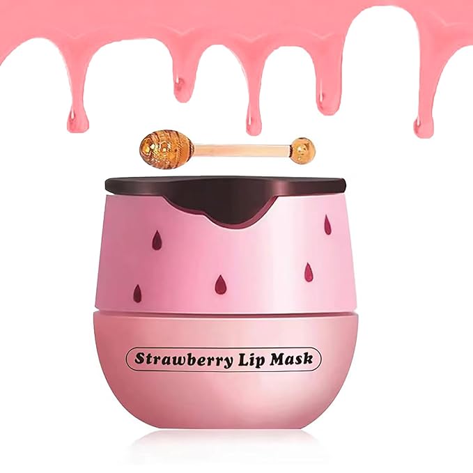 Strawberry Lip Balm Sleeping Lip Mask, Lip Balm with Stick, Lip Scrubs Exfoliator, Day & Night Lip Care - Hydrate Repair Prevent Dry (Strawberry)-Velvo Beauty