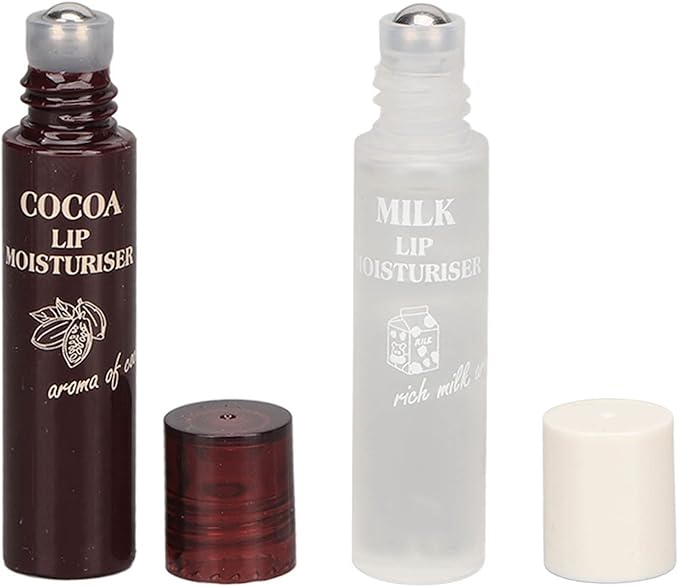 Hydrating Oil, 2pcs Roll On Hydrating Lip Gloss, 5ml Moisturizing Lip Balm Cocoa Bean Milk Lip Oil Hydrating Nourishing Day Night Repair-Velvo Beauty