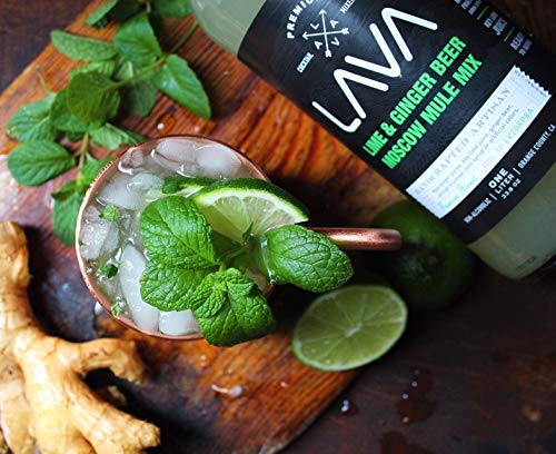 (3 Pack) LAVA Premium Spicy Moscow Mule Mix by LAVA Craft Cocktail Co., Made with Ginger Beer, Key Lime Juice, Real Ginger Puree, No Artificial Sweeteners, Ready to Use, 1-Liter (33.8oz) Glass Bottle-Velvo Beauty