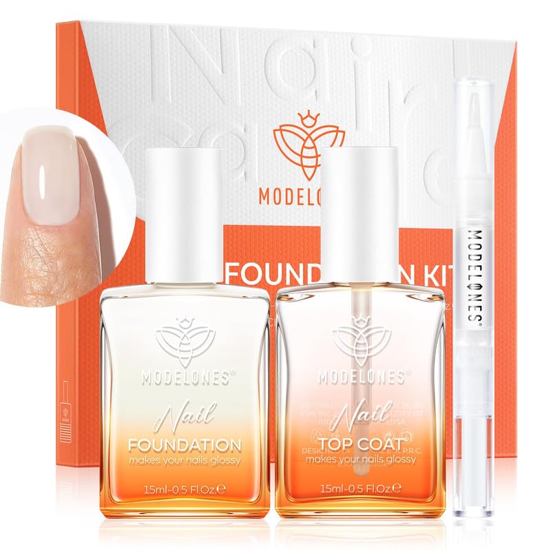 modelones Nail Strengthener Clear Gel Top Coat Nail Polish Cuticle Oil Pen Milky White Nail Repair for Damaged Nails Care Kit for Women 15 ml Ridge Filler for Growth-Velvo Beauty