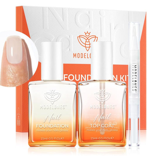 modelones Nail Strengthener Clear Gel Top Coat Nail Polish Cuticle Oil Pen Milky White Nail Repair for Damaged Nails Care Kit for Women 15 ml Ridge Filler for Growth-Velvo Beauty