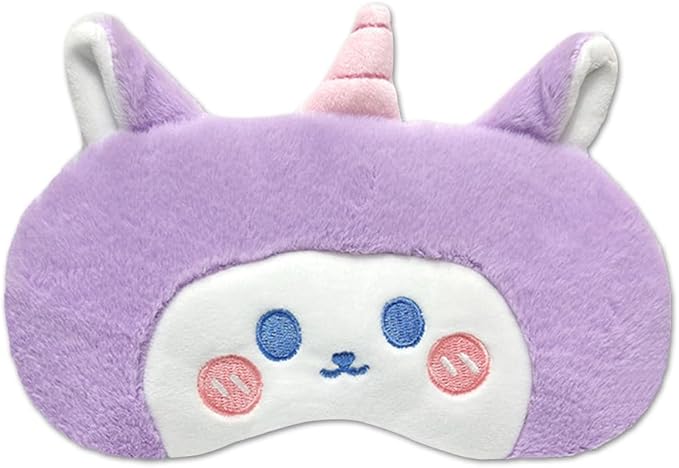 PERFECTSIGHT Sleep Eye Masks, Cute Plush Sleep Eye Cover Lightweight Adjustable Eyeshade Faux Fur Mask Cover for Women Men Sleep Travel Nap, Purple Unicorn-Velvo Beauty