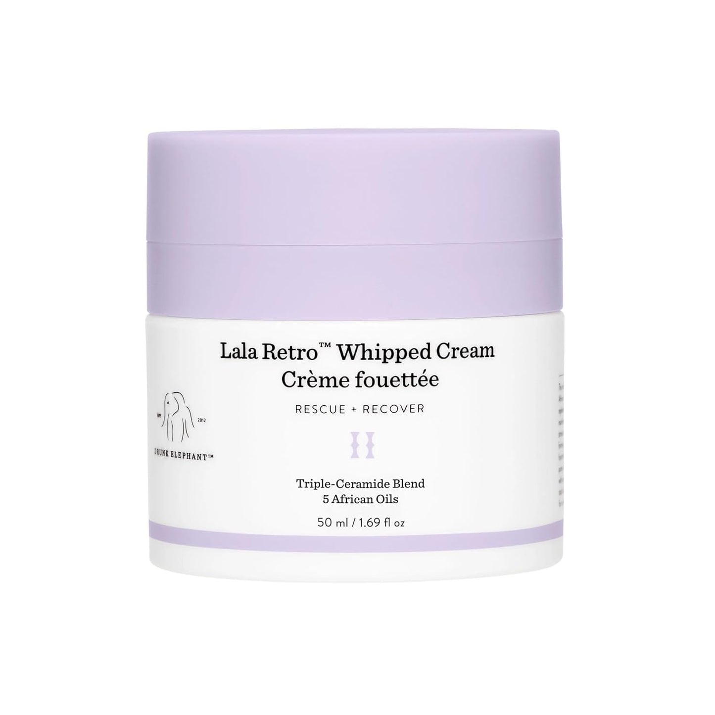 Drunk Elephant Lala Retro Whipped Cream - 50 ml/1.69 fl oz - Ceramide Moisturizer - Clean Clinical Skincare - Cruelty-Free - Dermatologist-Tested - Includes D-Bronzi Deluxe Sample (5 ml/.16 fl oz)-Velvo Beauty
