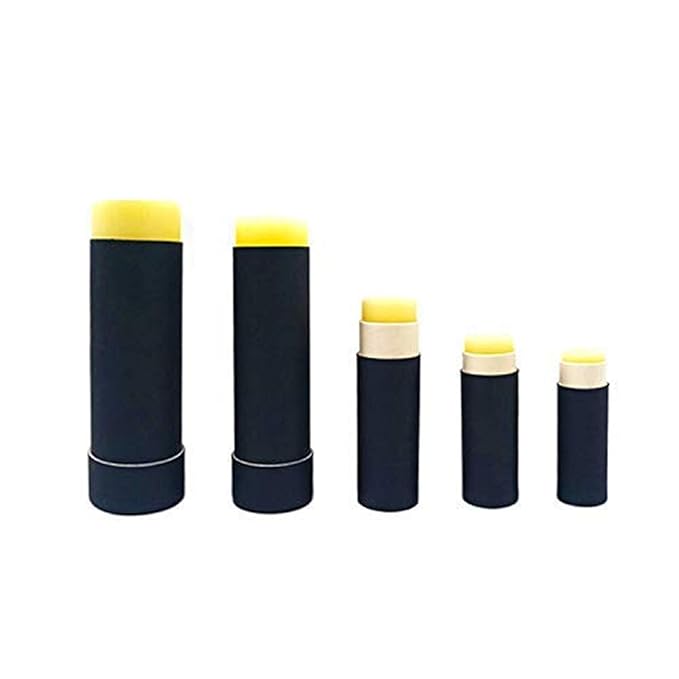 10 Pcs 1 Oz Paperboard Lip Balm Tubes Cardboard Krafts Paper Lipstick Tube Empty Lip Gloss Container Refillable Paper Round Solid Perfume Tube Chapstick Tube DIY Cosmetic Deodorant (Black)-Velvo Beauty