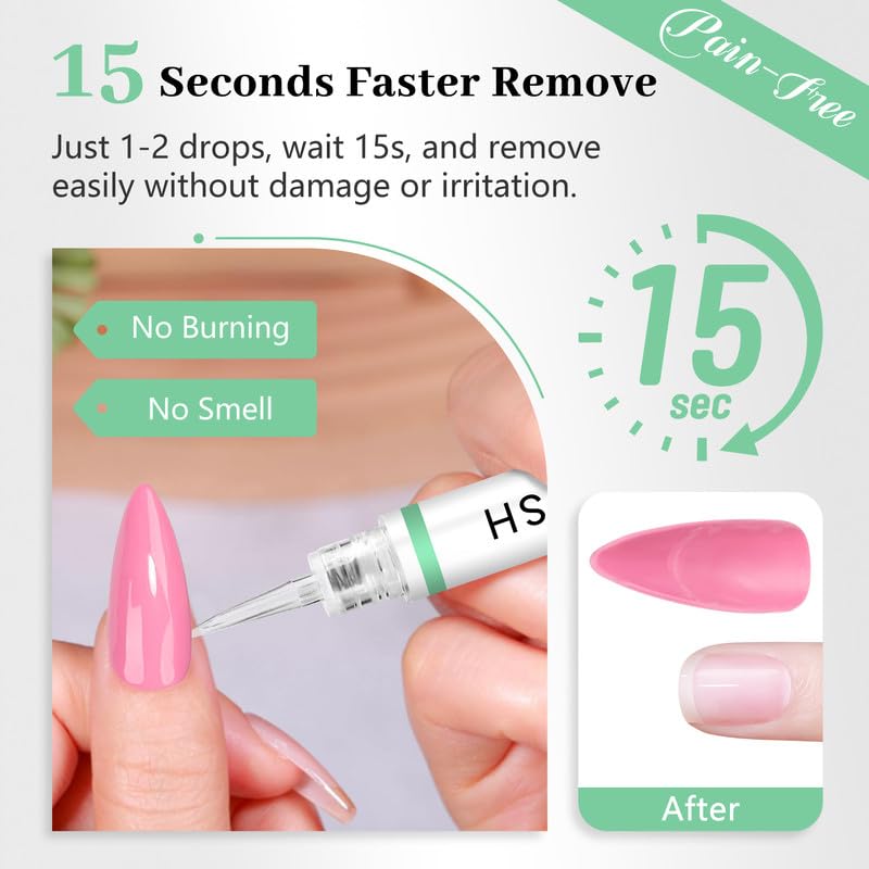 Nail Glue Remover for Press on Nails, 2025 Upgraded 2 In 1 Stick & Remover Pen Design, Not for Gel Polish Base Coat, Quick Gentle Removal Fake Nail Tips Press Ons, 2pcs*5ml-Velvo Beauty