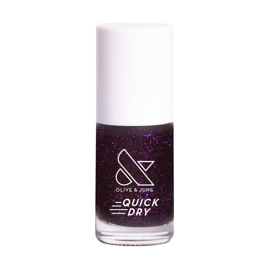 Olive & June Quick Dry Nail Polish | Instant Fast-Drying Smudgeproof Color | 15-free, Vegan Cruelty-Free Formula | Lasts up to 5 Days | Salon-Quality Manicure Pedicure at Home|Enchanted Violet Shimmer-Velvo Beauty