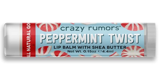 Crazy Rumors Peppermint Twist Lip Balm. 100% Natural, Vegan, Plant-Based, Made in USA (1-Pack)-Velvo Beauty