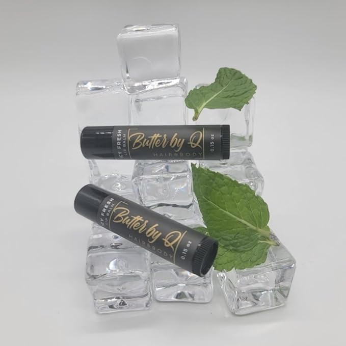 Butter By Q- Icy Fresh Lip Balm- Best Lip Balm, Dry, Chapped Lips. A 100% Natural Alternative to Chapstick. Natural Shea Butter Lip Balm, Lip Moisturizer, and How to Get Rid of Chapped Lips, Kid Safe.-Velvo Beauty
