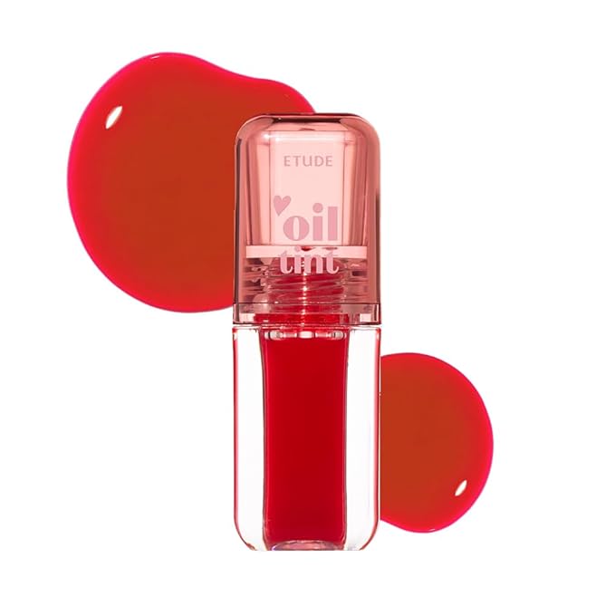 ETUDE Dear Darling Oil Tint #4 Sweet Apple 4.2g | High Moisturizing and Strong Hydrating Lip Oil/Lip Gloss | Smooth and Moist Lips | Non-Sticky Lip Oil Tint For Dry Lips | K-beauty-Velvo Beauty